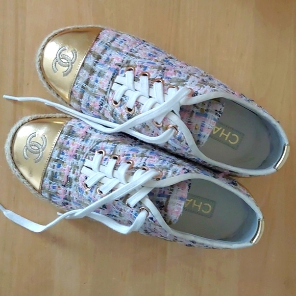 Chanel espadrilles lace-up shoes tweed - Picture 10 of 17